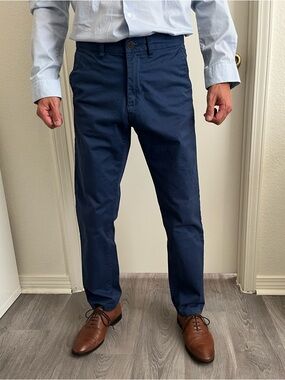 Men's Navy Chino Pants - Classic Tailored Fit